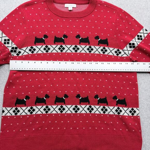 Charter Club Sweater Women's Red PXL Dog Pattern Machine Washable - Picture 3 of 14